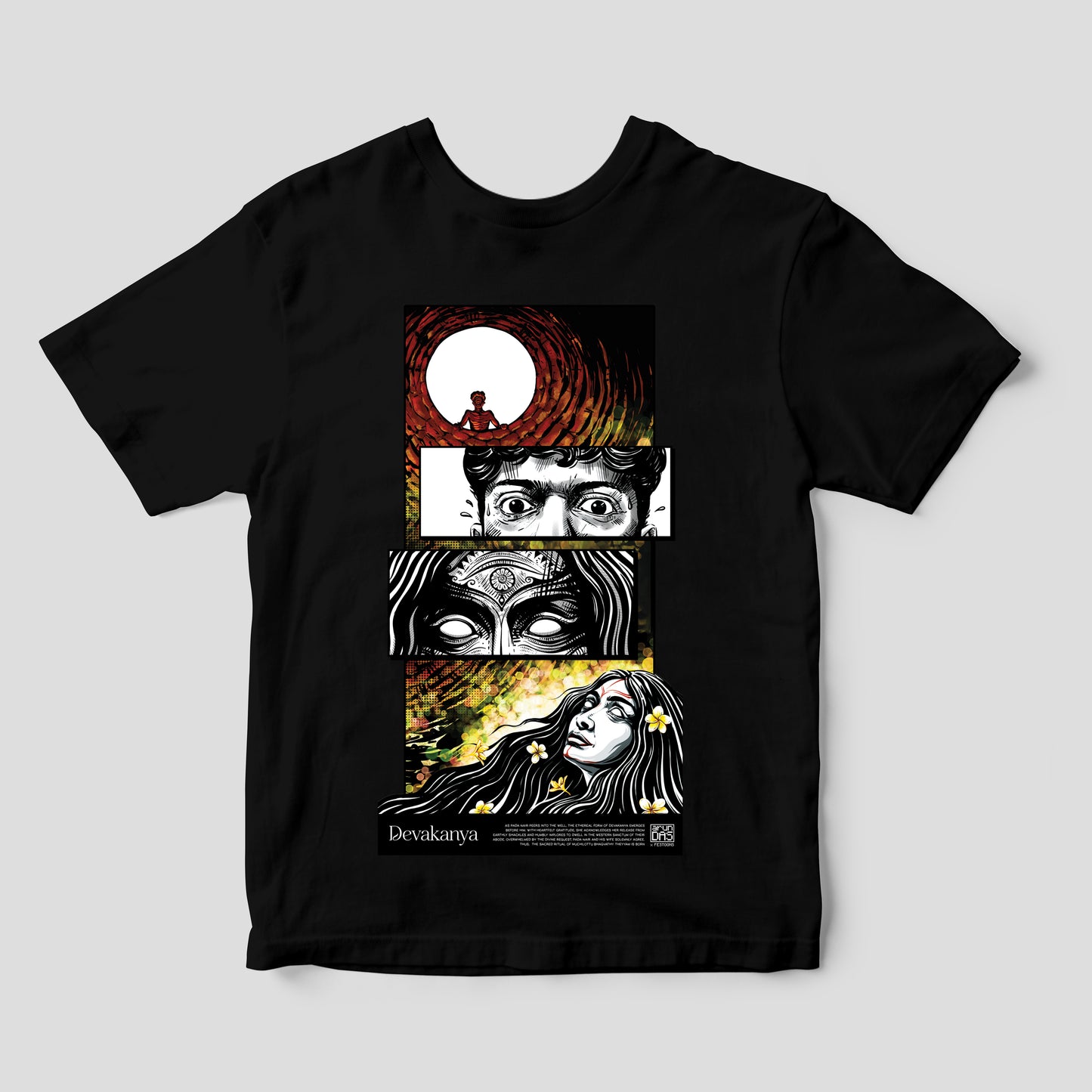 Unisex Black Oversized Theyyam Art T-Shirt – Front & Back Print | Devakanya