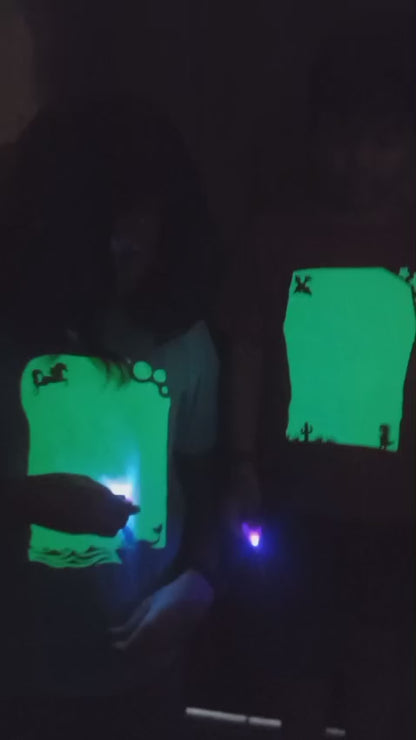 Kids Glow-in-the-Dark Dino & Dragon T-Shirt kit – Paint with Light Interactive Tee kit for Creative Play